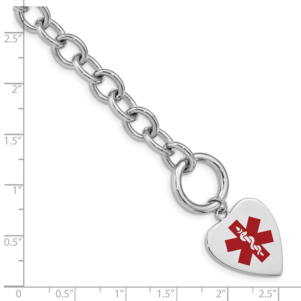 Sterlingsilber Rhodium Gravierbar Emaille Herz Medizinisch Id Armband