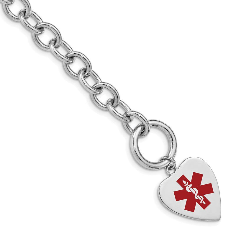 Sterlingsilber Rhodium Gravierbar Emaille Herz Medizinisch Id Armband