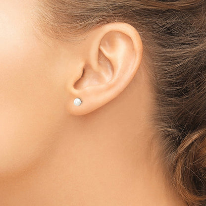 14K Weißgold 4 5mm Knopf Süßwasser Zuchtperle Ohrstecker