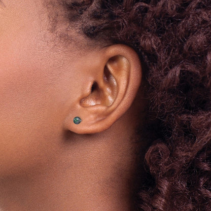 14K Weißgold 4 5mm Schwarz Rund Süßwasser Zuchtperle Ohrstecker