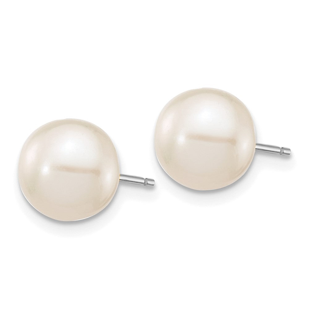 14K Weißgold 8 9mm Rund Süßwasser Zuchtperle Ohrstecker