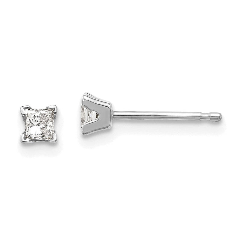 14K Weißgold Ohrringe mit Diamanten im Princess-Schliff, AAA-Qualität, komplett