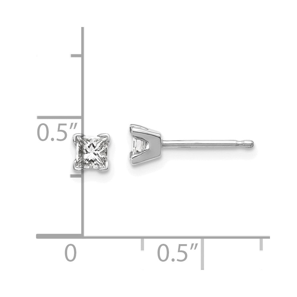 14K Weißgold Diamant-Ohrringe im Princess-Schliff, AA-Qualität