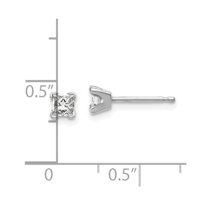 14K Weißgold Diamant-Ohrringe im Princess-Schliff, AA-Qualität