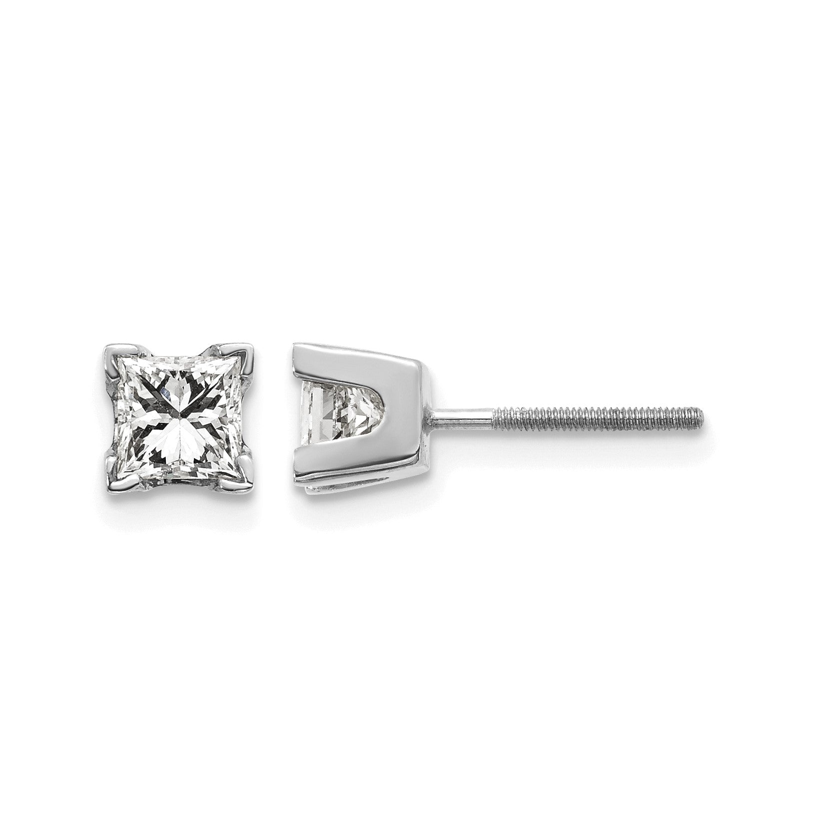 14K Weißgold Ohrringe mit Diamanten im Princess-Schliff, AAA-Qualität