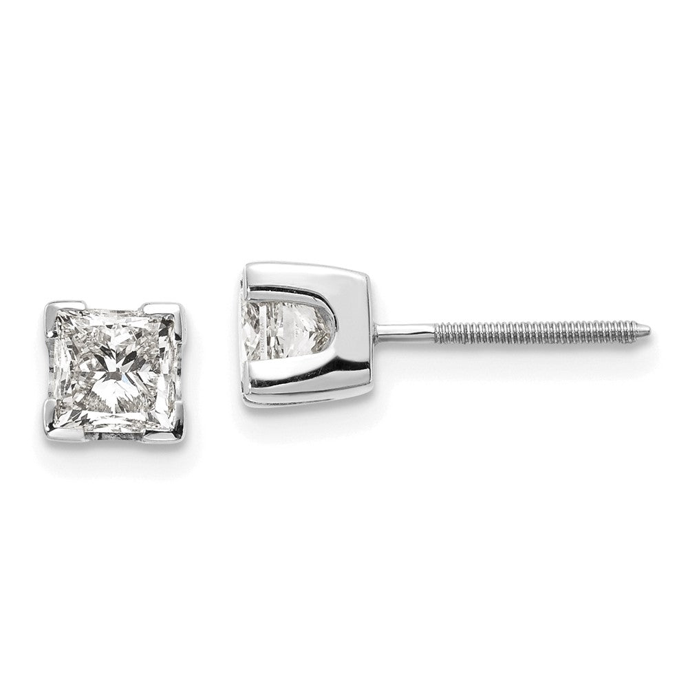 14 Karat Weißgold 1 ct. Diamant-Ohrringe im Princess-Schliff in AA-Qualität, komplett