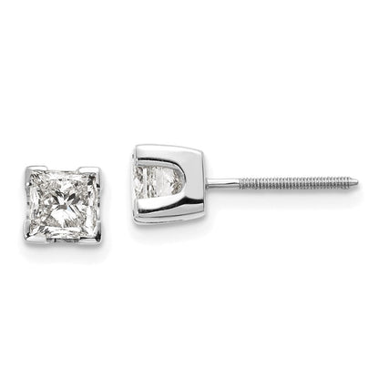 14 Karat Weißgold 1 ct. Diamant-Ohrringe im Princess-Schliff in AA-Qualität, komplett
