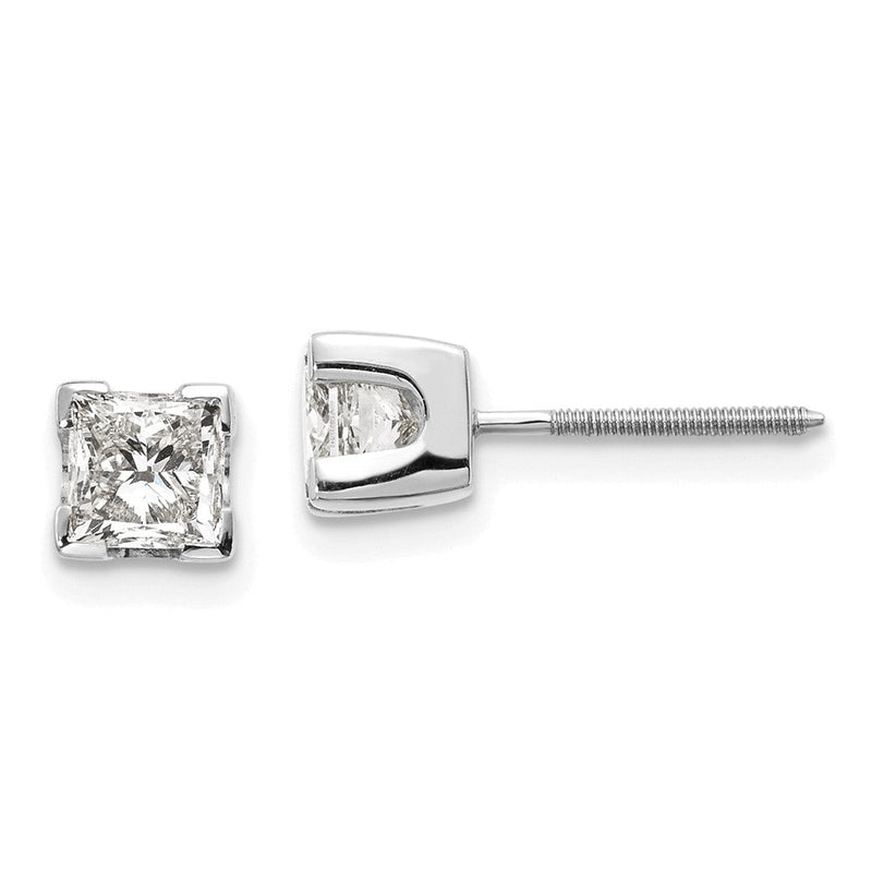 14K Weißgold Ohrringe im Princess-Schliff mit Diamant 1 ct. Gesamtgewicht, AAA-Qualität