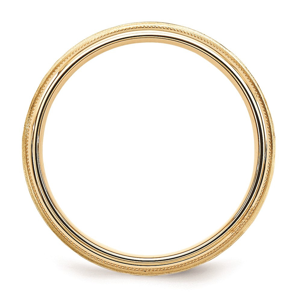 Massiv 14K Gelbgold Bicolor 6mm Milgrained Edges Größe 6 Hochzeit Herren/women Ehering Ring