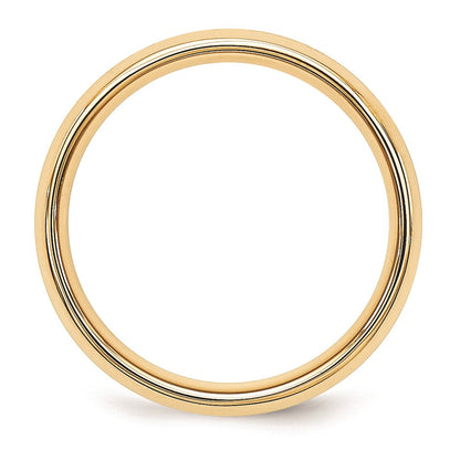 Massiv 18K Gelbgold Bicolor 5mm Gewölbt Größe 6 Hochzeit Herren/women Ehering Ring