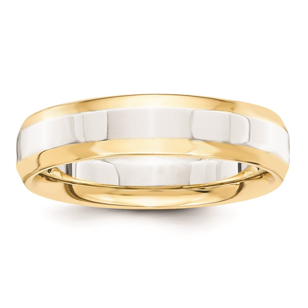 Massiv 14K Gelbgold Bicolor 5mm Gewölbt Größe 12 Hochzeit Herren/women Ehering Ring
