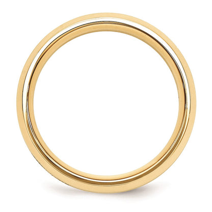 Massiv 14K Gelbgold Bicolor 6mm Gewölbt Größe 12 Hochzeit Herren/women Ehering Ring