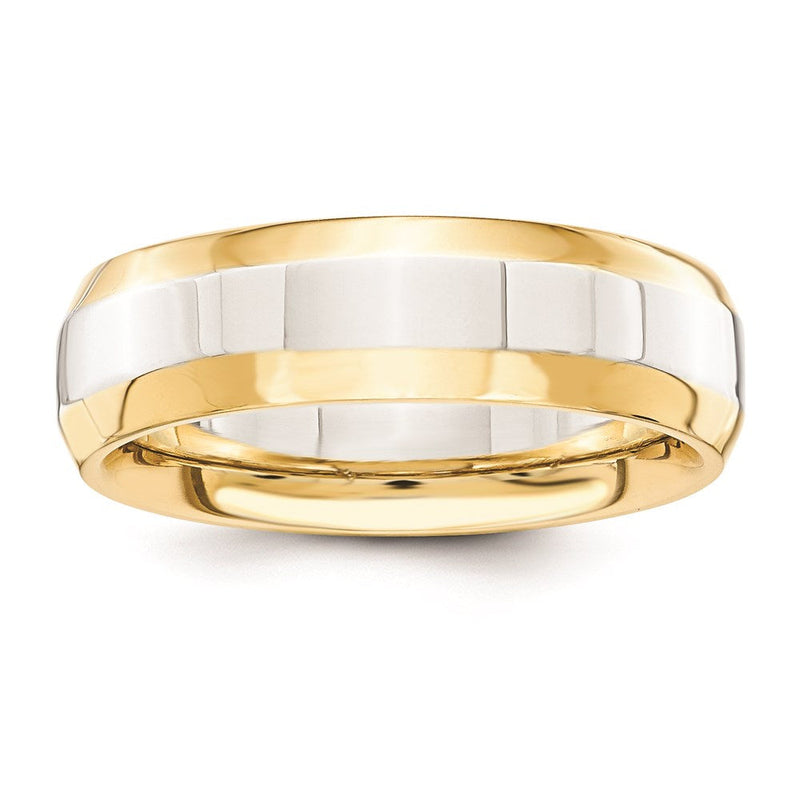 Massiv 10K Gelbgold Bicolor 6mm Gewölbt Größe 12 Hochzeit Herren/women Ehering Ring