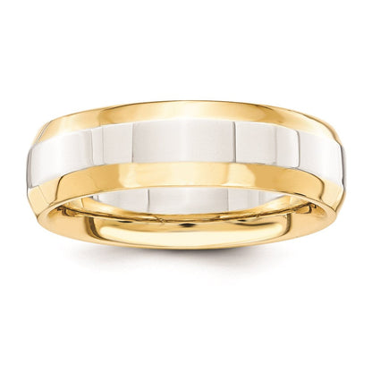 Massiv 18K Gelbgold Bicolor 6mm Gewölbt Größe 6 Hochzeit Herren/women Ehering Ring