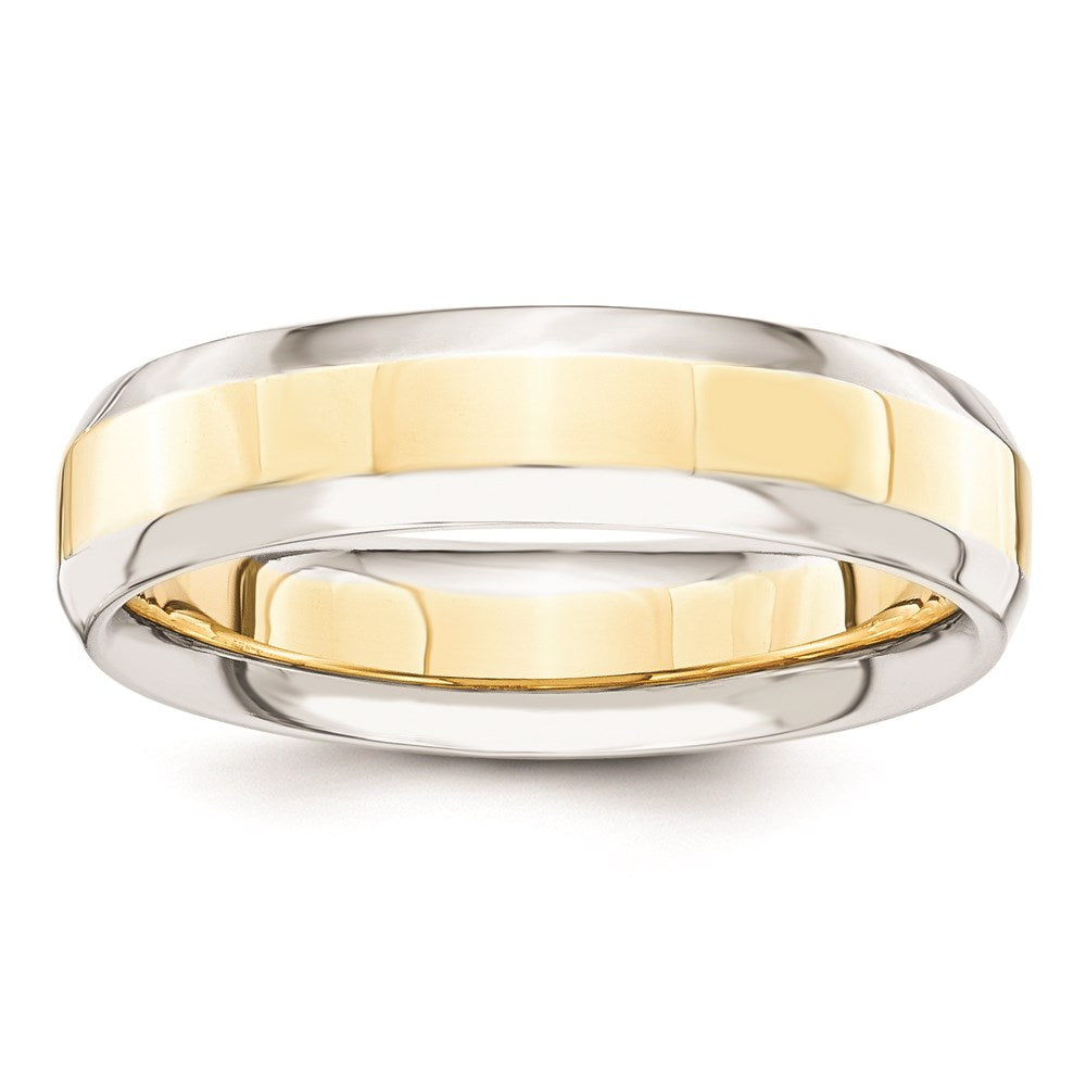 Massiv 18K Gelbgold Bicolor 5mm Gewölbt Größe 9 Hochzeit Herren/women Ehering Ring