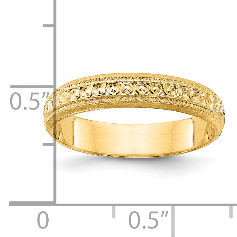 14K Gelbgold 3 mm Ehering mit eingraviertem Design