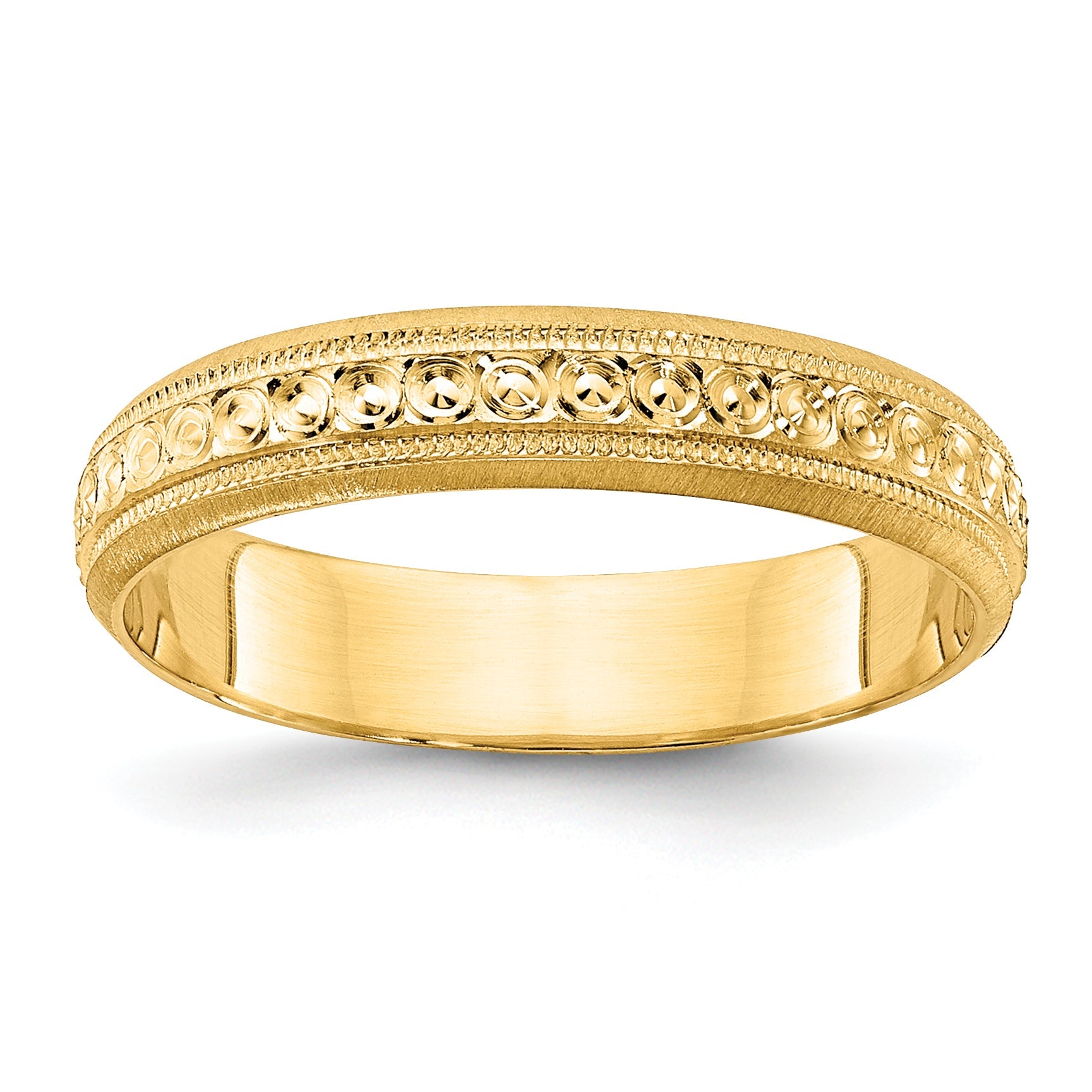 14K Gelbgold 3 mm Ehering mit eingraviertem Design