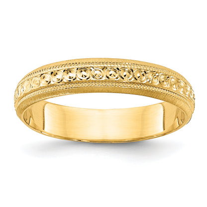 14K Gelbgold 3 mm Ehering mit eingraviertem Design