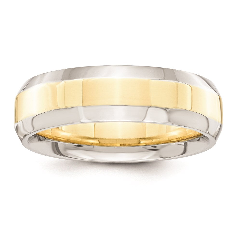 Massiv 18K Gelbgold Bicolor 6mm Gewölbt Größe 11 Hochzeit Herren/women Ehering Ring