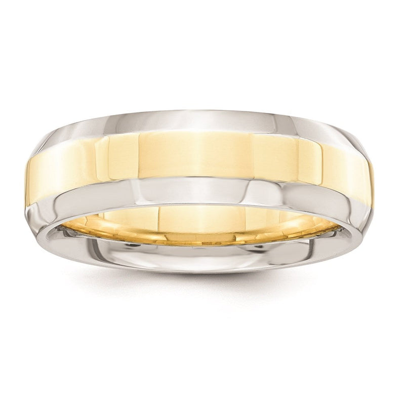 Massiv 10K Gelbgold Bicolor 6mm Gewölbt Größe 10 Hochzeit Herren/women Ehering Ring