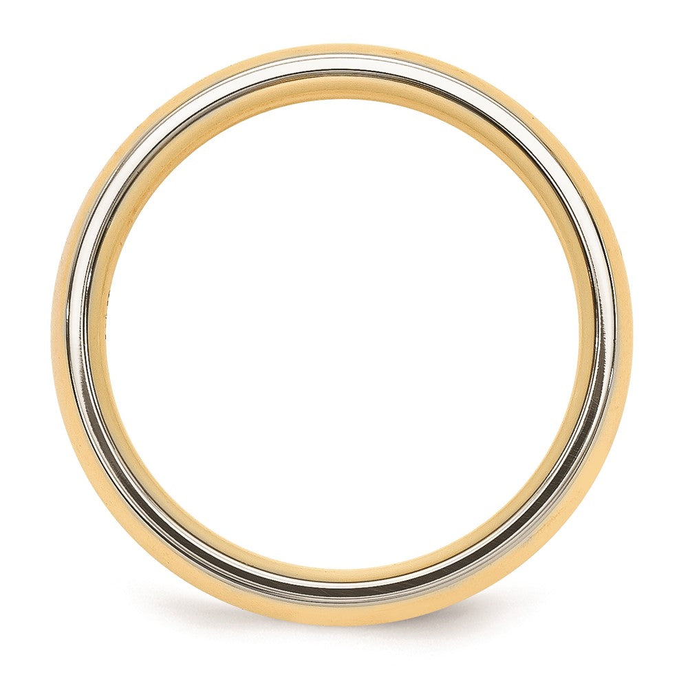 Massiv 14K Gelbgold Bicolor 6mm Gewölbt Größe 9 Hochzeit Herren/women Ehering Ring