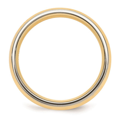 Massiv 14K Gelbgold Bicolor 6mm Gewölbt Größe 9 Hochzeit Herren/women Ehering Ring