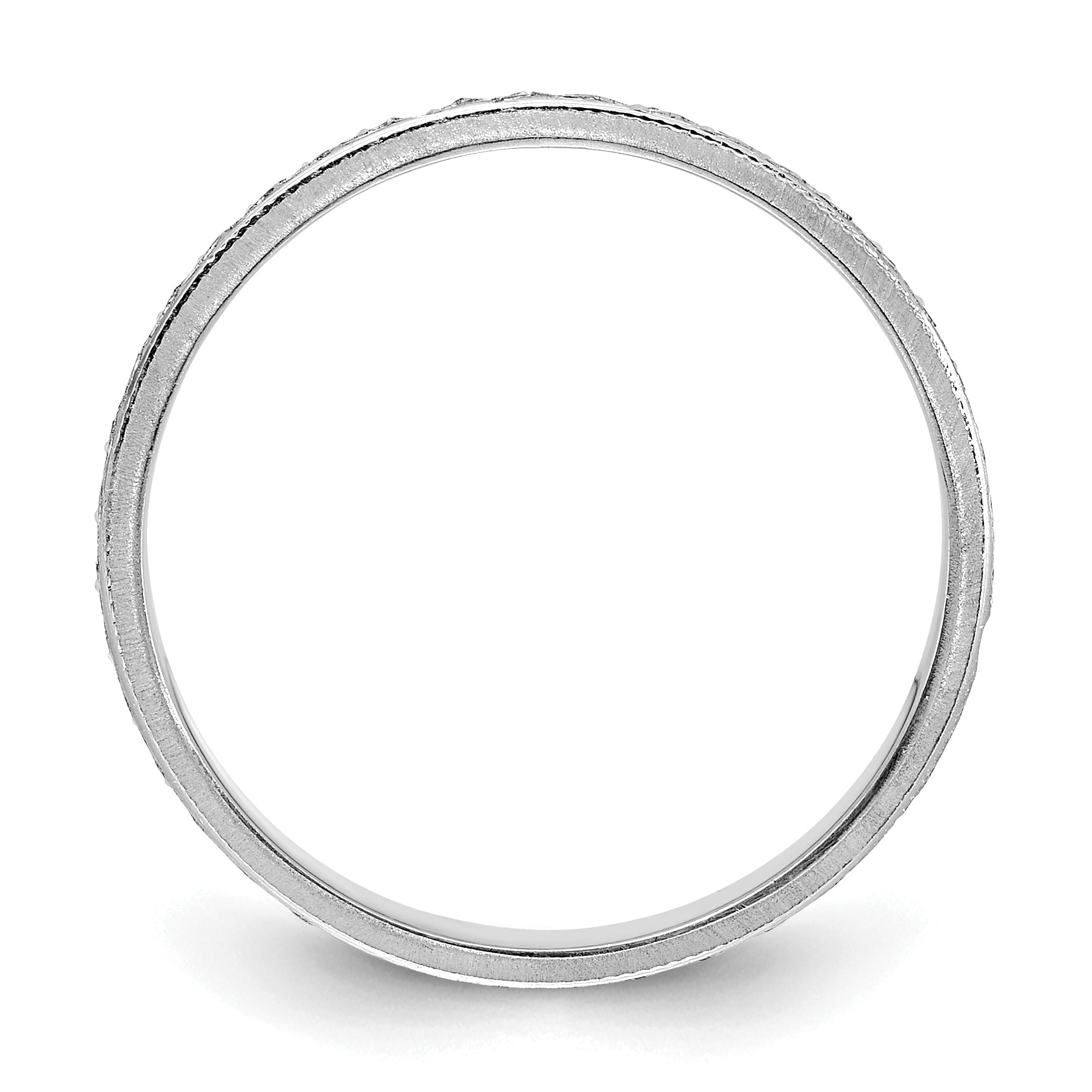 14K Weißgold 3,75 mm Ehering mit geätztem Design