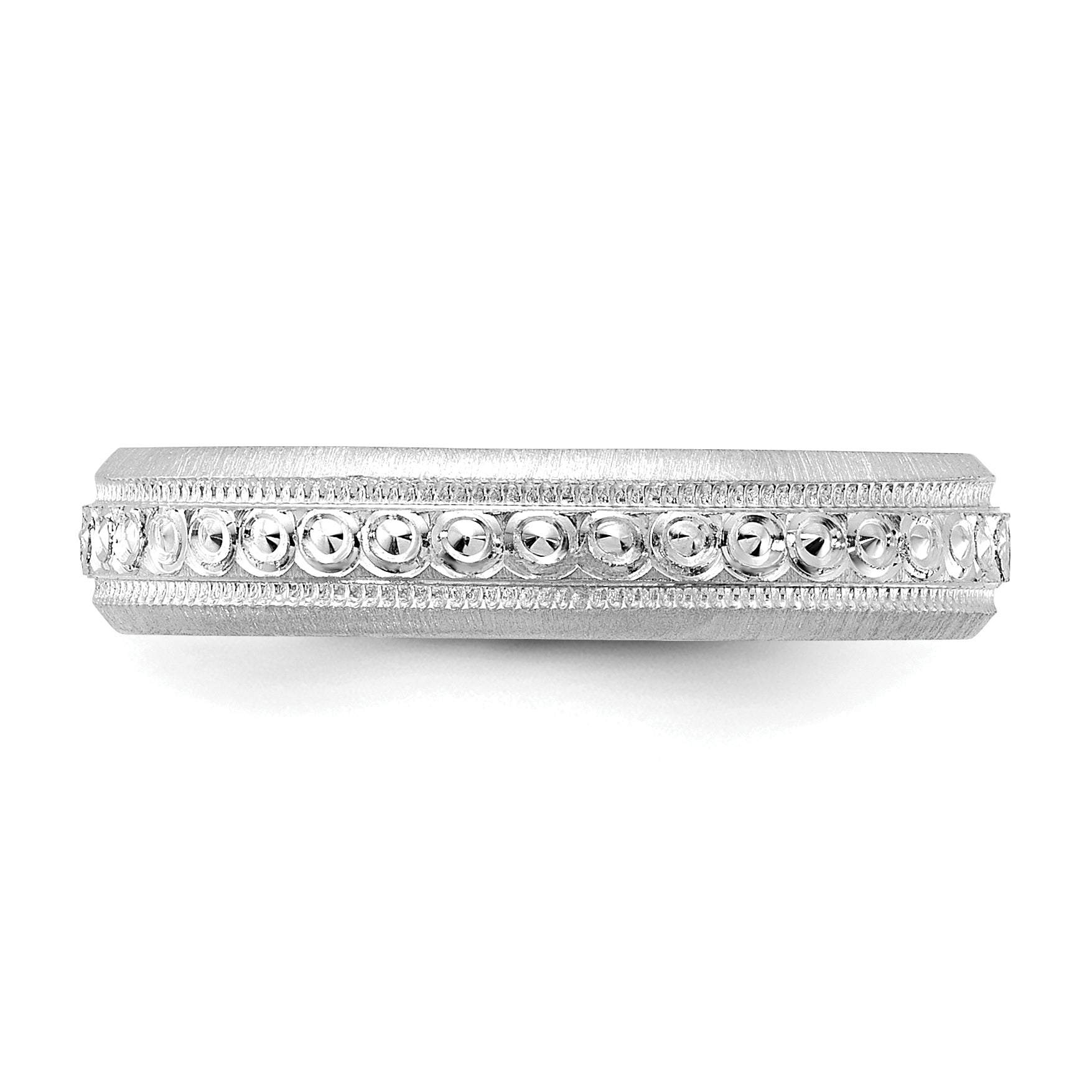 14K Weißgold 3,75 mm Ehering mit geätztem Design
