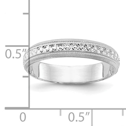 14K Weißgold 3,75 mm Ehering mit geätztem Design