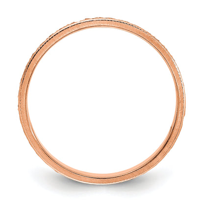 14K Roségold 3 mm Ehering mit eingraviertem Design
