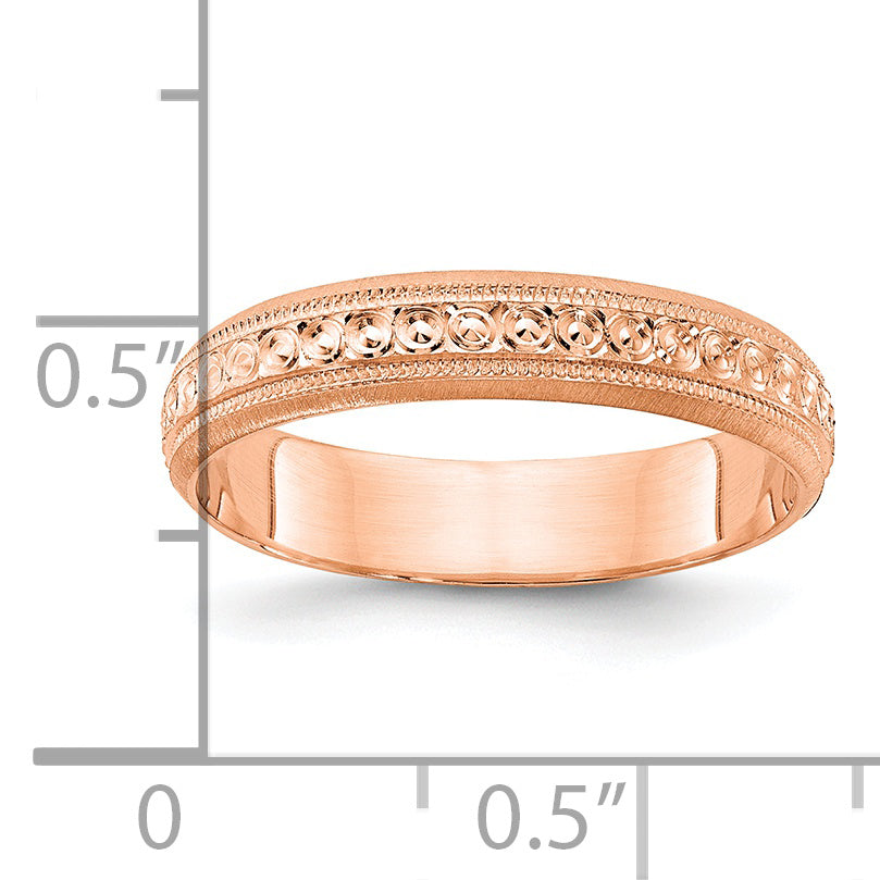 14K Roségold 3 mm Ehering mit eingraviertem Design