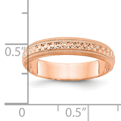 14K Roségold 3 mm Ehering mit eingraviertem Design