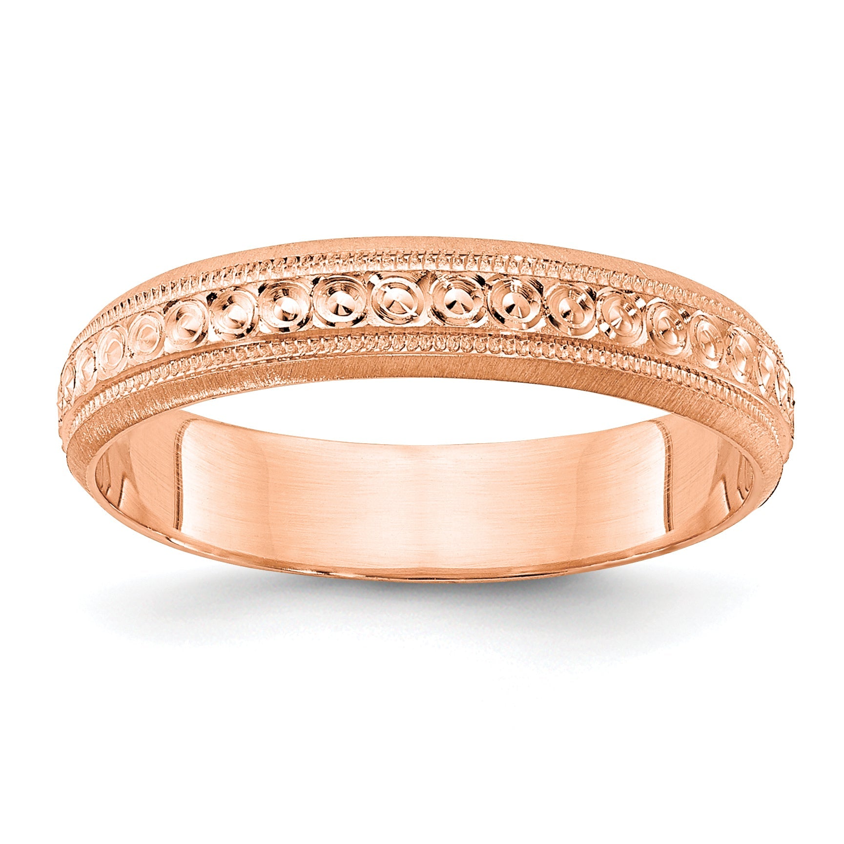 14K Roségold 3 mm Ehering mit eingraviertem Design