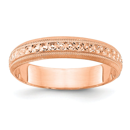 14K Roségold 3 mm Ehering mit eingraviertem Design