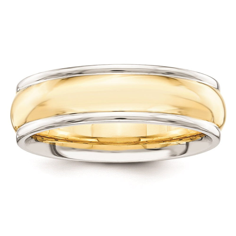 Massiv 10K Gelbgold Bicolor 6mm Gewölbt Größe 5 Hochzeit Herren/women Ehering Ring