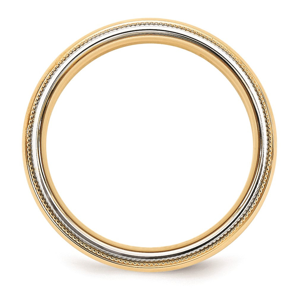 Massiv 14K Gelbgold Bicolor 5mm Milgrained-edged Größe 12 Hochzeit Herren/women Ehering Ring
