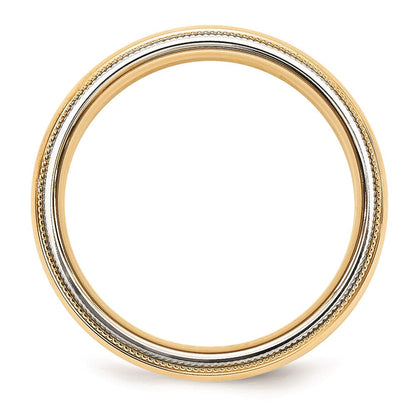 Massiv 10K Gelbgold Bicolor 5mm Milgrained-edged Größe 12 Hochzeit Herren/women Ehering Ring