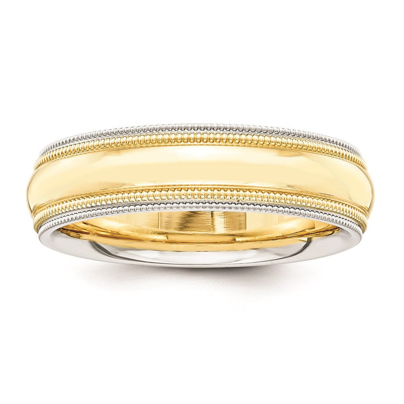 Massiv 10K Gelbgold Bicolor 5mm Milgrained-edged Größe 12 Hochzeit Herren/women Ehering Ring