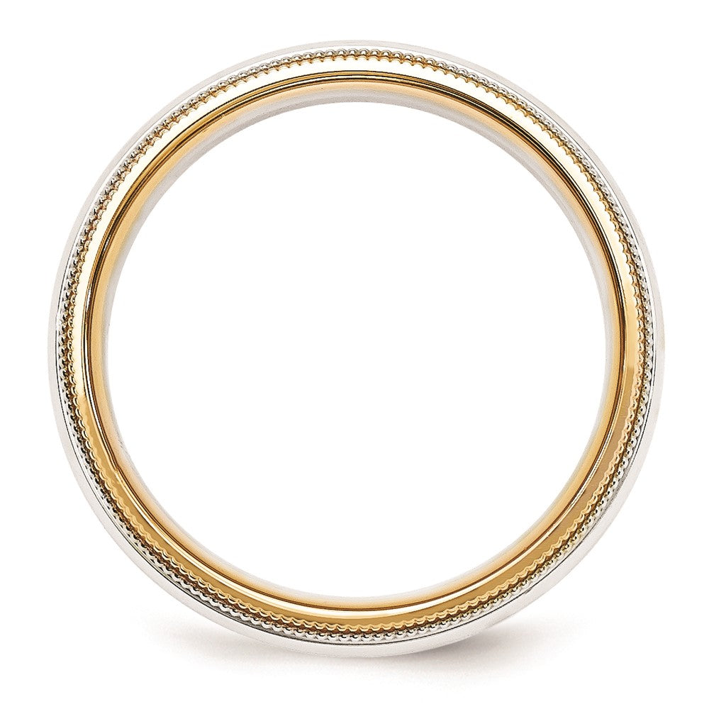 Massiv 10K Gelbgold Bicolor 5.5mm Milgrained-edged Größe 6 Hochzeit Herren/women Ehering Ring