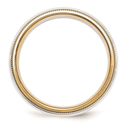 Massiv 10K Gelbgold Bicolor 5.5mm Milgrained-edged Größe 6 Hochzeit Herren/women Ehering Ring
