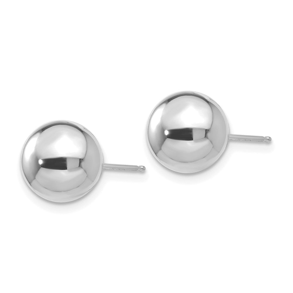 14K Weißgold Ohrstecker mit polierten 9-mm-Kugeln