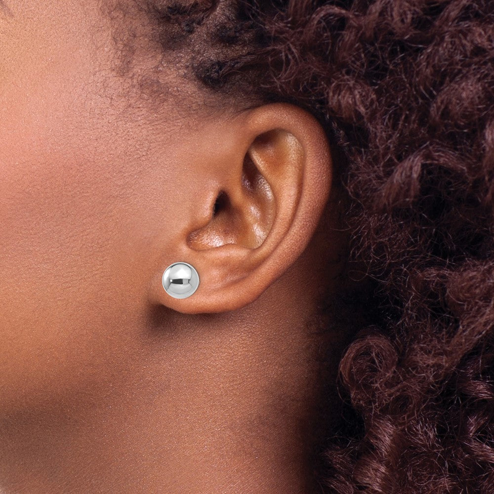 14K Weißgold Ohrstecker mit polierten 9-mm-Kugeln