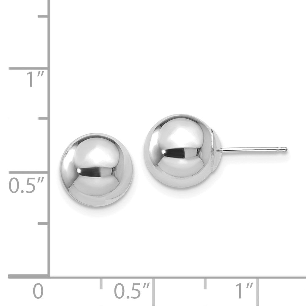 14K Weißgold Ohrstecker mit polierten 9-mm-Kugeln