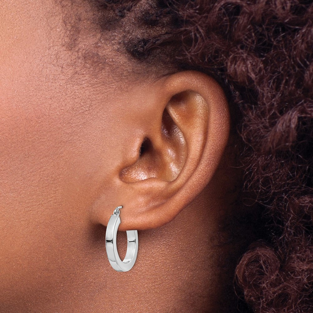 14K Weißgold Quadratisch Röhre Creolen