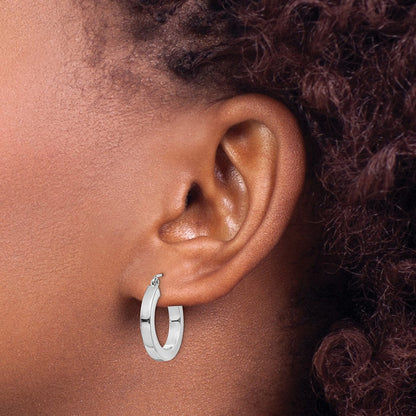 14K Weißgold Quadratisch Röhre Creolen