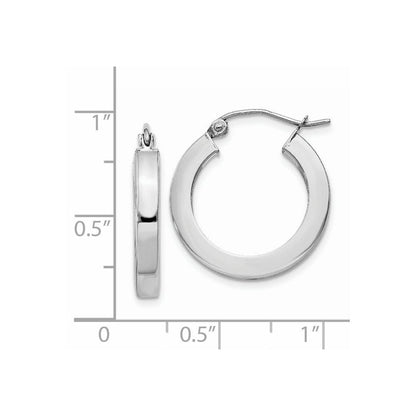 14K Weißgold Quadratisch Röhre Creolen