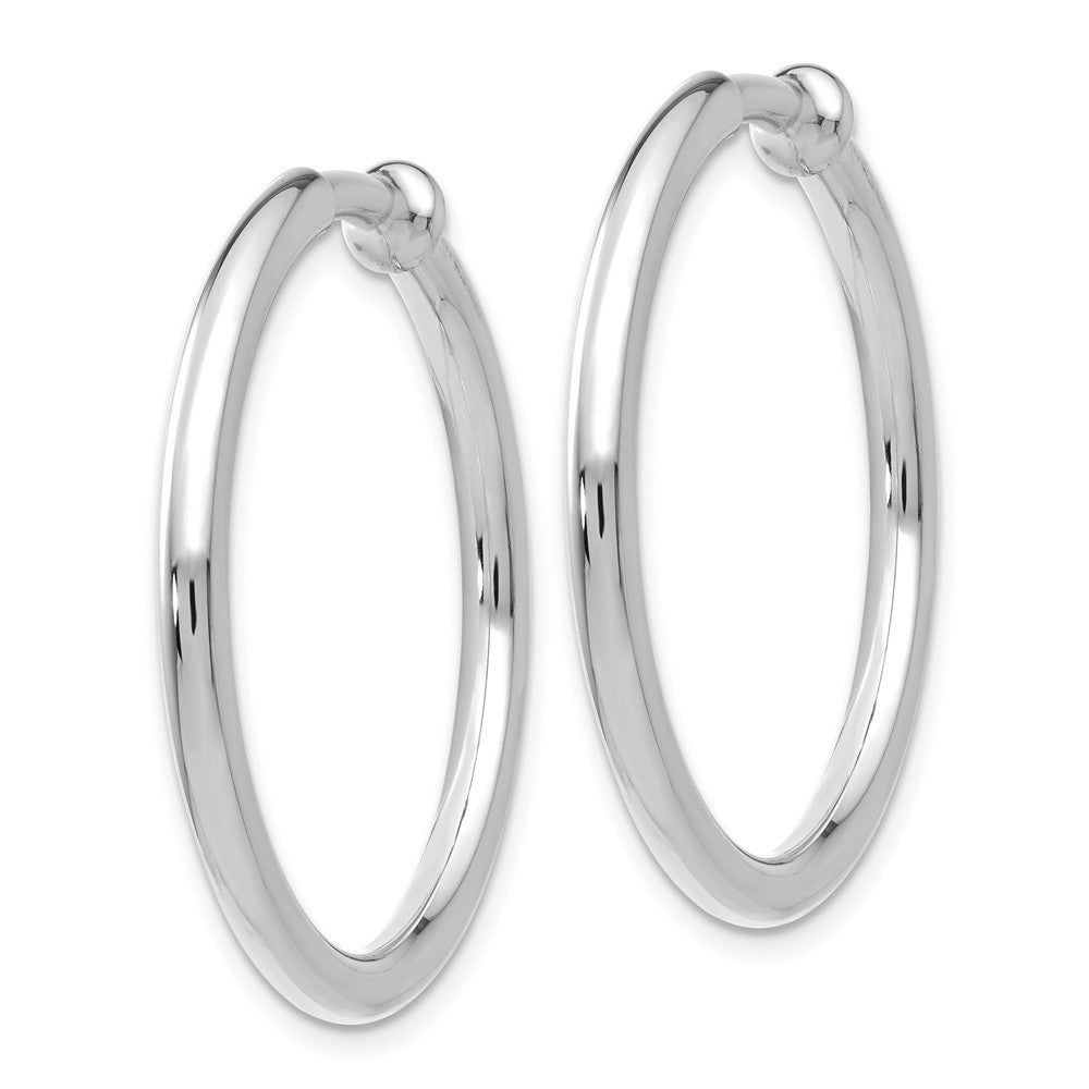 14K Weißgold Non Durchbrochen Ohrring Creolen Ohrringe