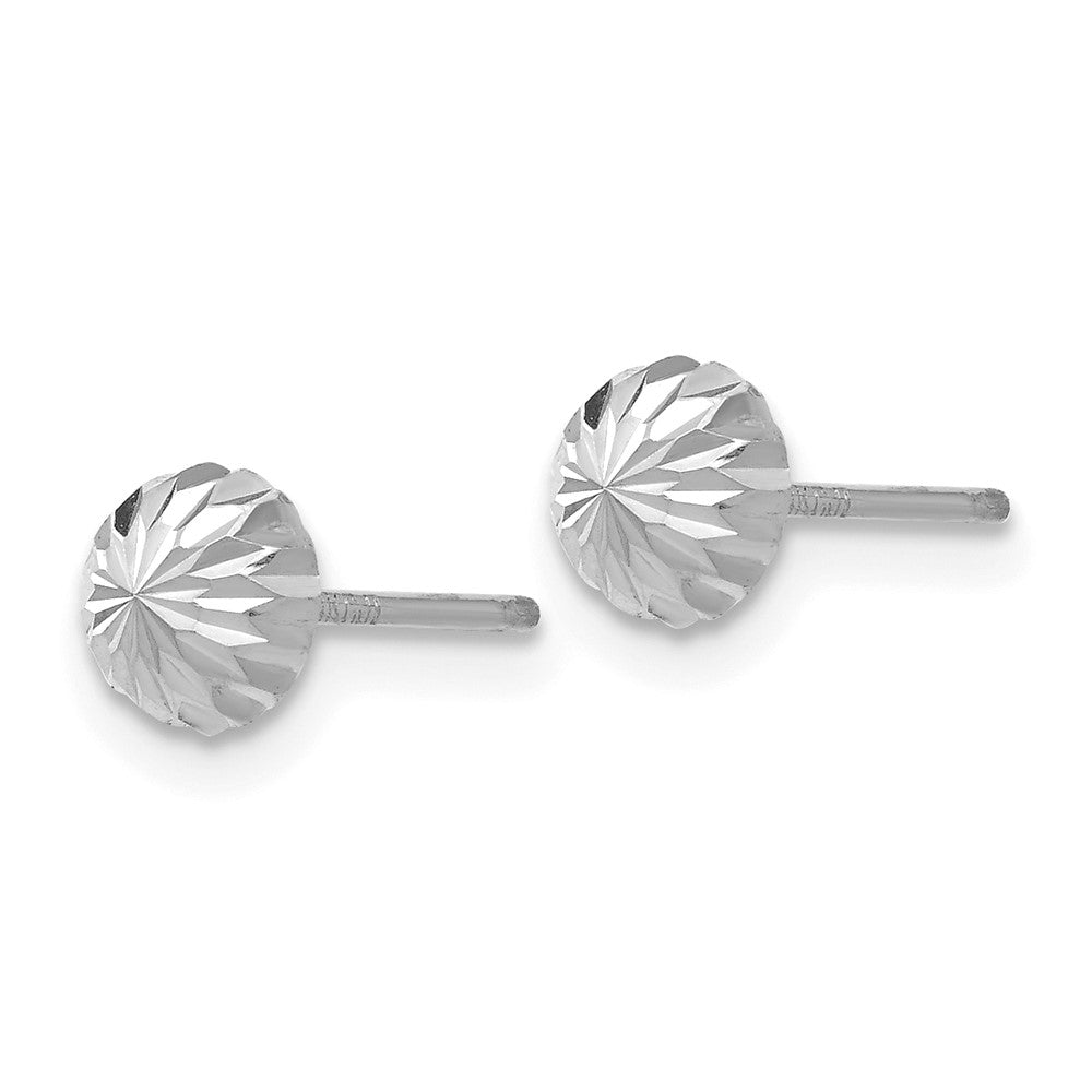 14K Weißgold Poliert & Diamantiert Halb Kugel Ohrstecker
