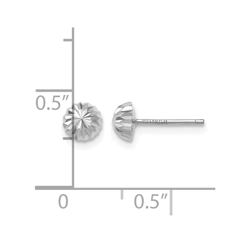 14K Weißgold Poliert & Diamantiert Halb Kugel Ohrstecker