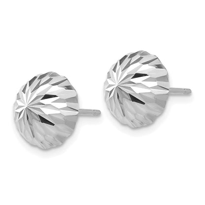 14K Weißgold Poliert & Diamantiert Halb Kugel Ohrstecker